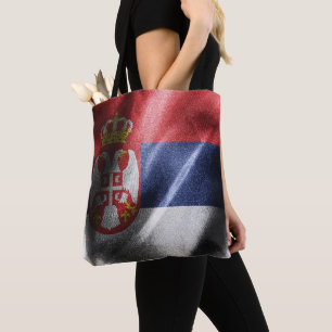 Bolsa Tote Bandeira de seda da Sérvia
