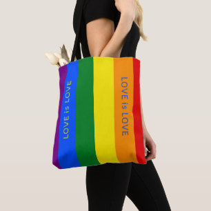 Bolsa Tote Bandeira do Arco-íris LGBTQ+ Personalizada Listras