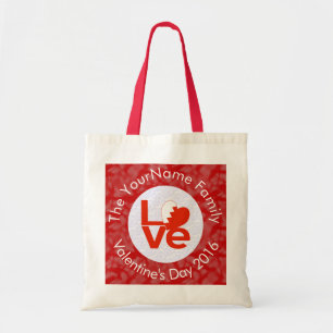 Bolsa Tote Bandeira do Bahrein Vermelha Letra de AMOR Branco