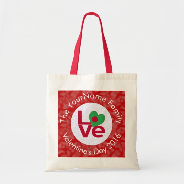 Bolsa Tote Bandeira do Bangladesh Letras Vermelhas LOVE White (Frente)