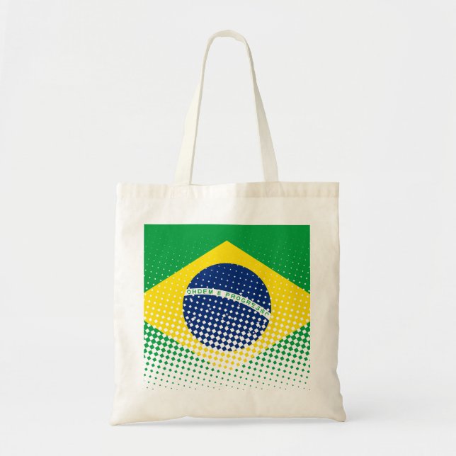 Bolsa Tote Bandeira Do Brasil Com Efeito De Meia-Tonalidade (Frente)
