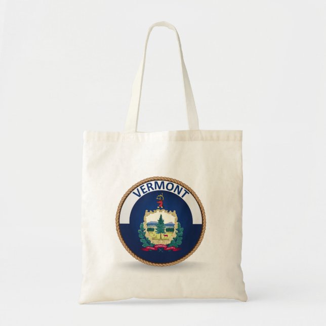Bolsa Tote Bandeira do Estado de Vermont Selo Tote Bag (Frente)