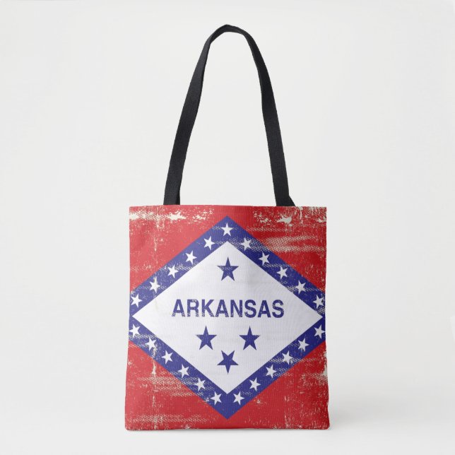 Bolsa Tote Bandeira do grunge de Arkansas (Frente)