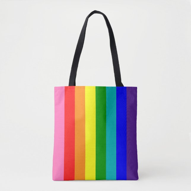Bolsa Tote Bandeira do Orgulho Arco-íris de Oito Listras (Frente)