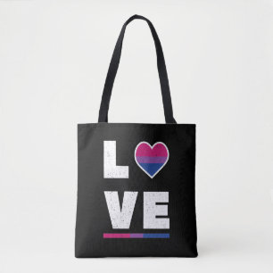 Bolsa Tote Bandeira do Orgulho Bissexual LGBTQ Desgastada Amo