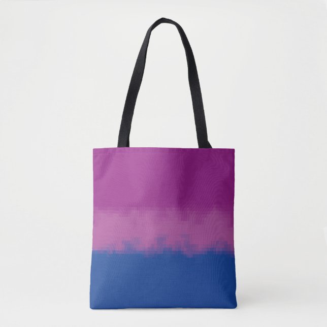 Bolsa Tote Bandeira do Orgulho Bissexual Pixel Art (Frente)