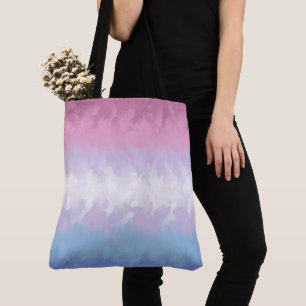 Bolsa Tote Bandeira do Orgulho Boho Pastel Fluffy Abstrato Bi