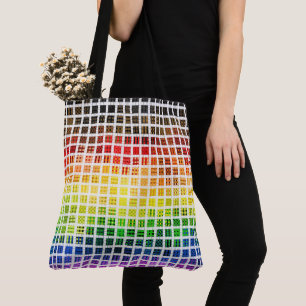 Bolsa Tote Bandeira do Orgulho Gay Colorida Xadrez Boho Excên