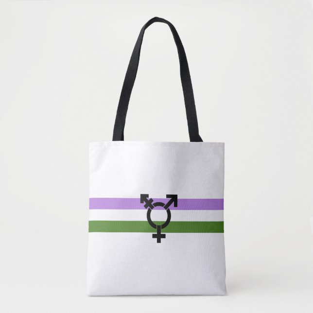 Bolsa Tote Bandeira do Orgulho Genderqueer (Frente)