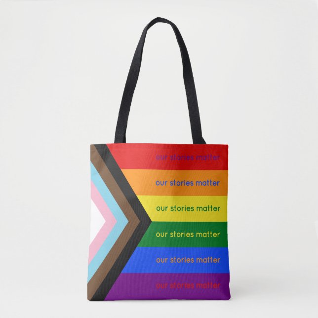 Bolsa Tote Bandeira do Orgulho Interseccional Arco-íris Histó (Frente)