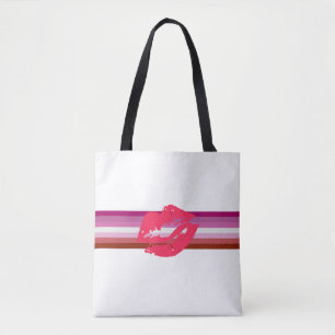 Bolsa Tote Bandeira do Orgulho Lésbica de Batom