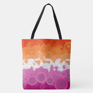 Bolsa Tote Bandeira do Orgulho Lésbico Abstrato Groovy Boêmio