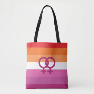 Bolsa Tote Bandeira do Orgulho Lésbico WLW (Sunset)