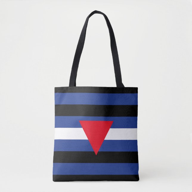 Bolsa Tote Bandeira do Orgulho Queer de Couro (Frente)