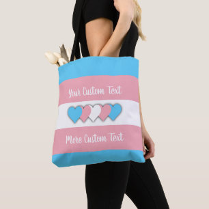 Bolsa Tote Bandeira do orgulho transgênero com texto
