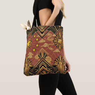 Bolsa Tote Bandeira do Patrimônio Art Déco Nome Personaliza