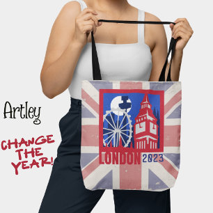 Bolsa Tote Bandeira do Reino Unido Vermelho Azul Londres Cida