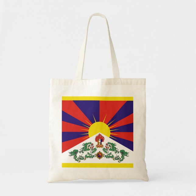 Bolsa Tote Bandeira do Tibete - Sinalizador do Leão de Neve (Frente)