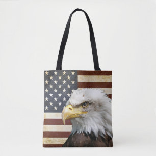 Bolsa Tote Bandeira dos E.U. EUA do vintage com favor de