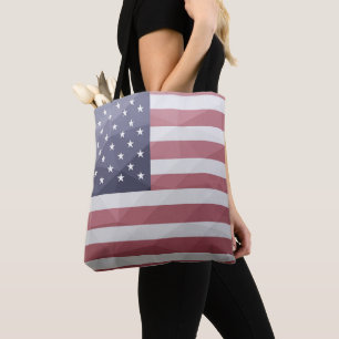 Bolsa Tote Bandeira dos EUA Vermelho Branco Azul América Geom