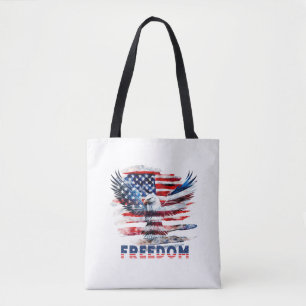 Bolsa Tote Bandeira e águia dos Estados Unidos.Liberdade.