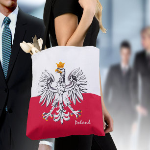 Bolsa Tote Bandeira e águia poloneses, moda de Polônia/fãs
