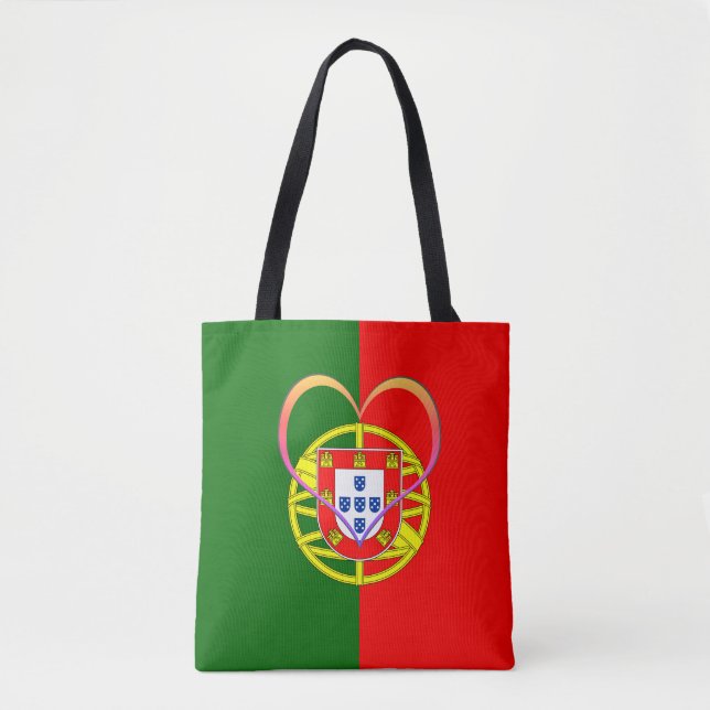 Bolsa Tote Bandeira e coração portugueses - Portugal/adeptos  (Frente)