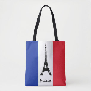 Bolsa Tote Bandeira francesa & Eiffel Tower - França / fãs de