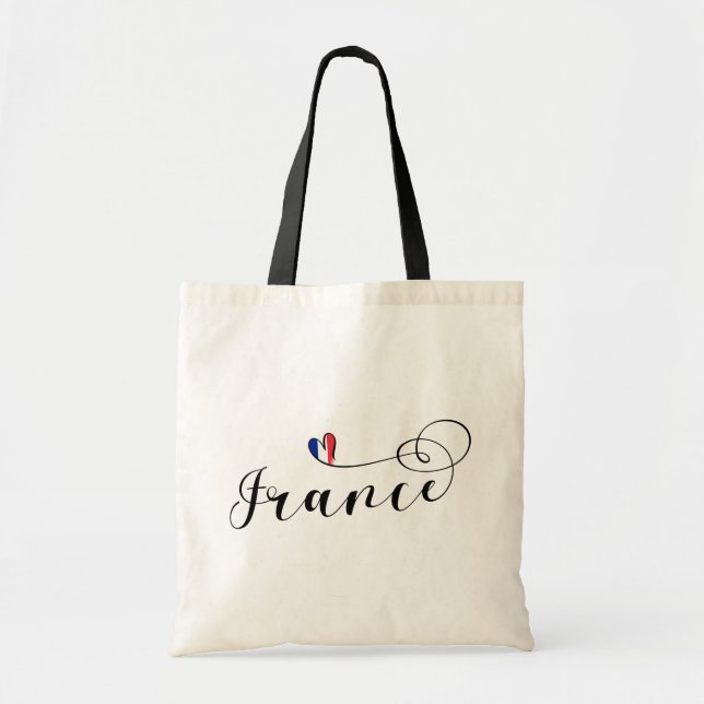 Bolsa Tote Bandeira Francesa em Coração, França Tote Bag (Frente)