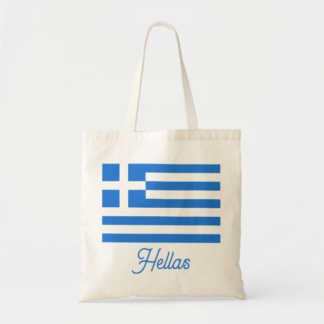 Bolsa Tote Bandeira Grega com Hellas Texto Personalizável (Frente)