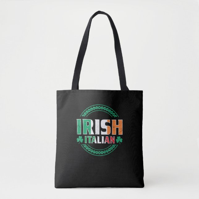Bolsa Tote Bandeira Irlandesa Italiana Half Irish Half Italia (Frente)