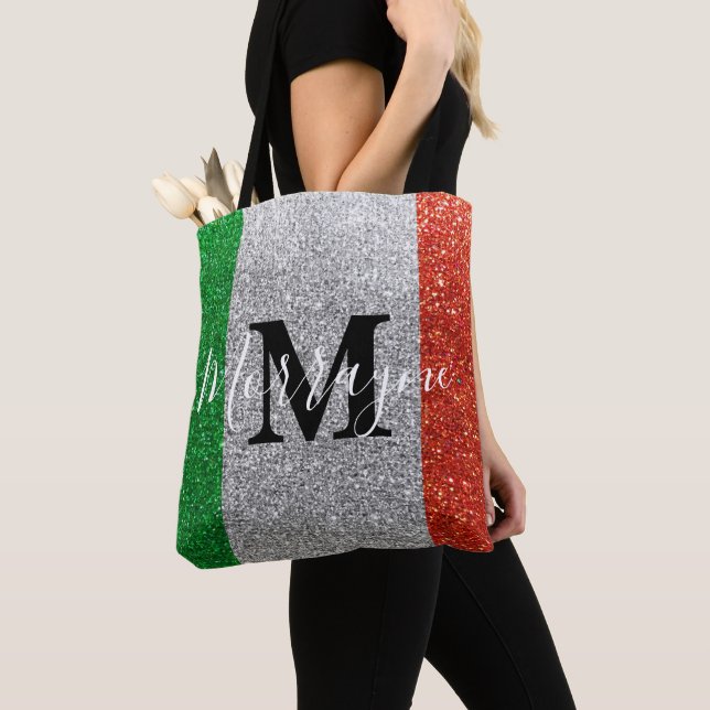 Bolsa Tote Bandeira italiana Glitter Roma Veneza Itália Viage (Close Up)
