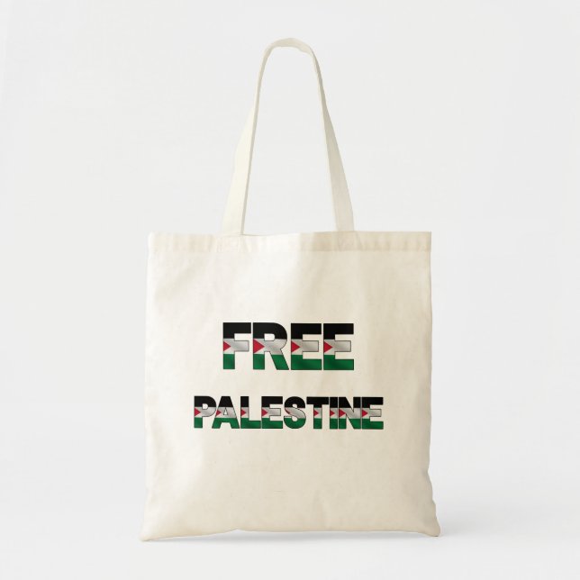 Bolsa Tote Bandeira Livre da Palestina Cartas Orgulho de Unid (Frente)
