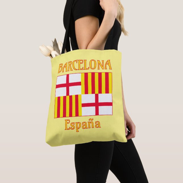 Bolsa Tote Bandeira Nacional Vermelho Branco Amarelo Barcelon (Close Up)
