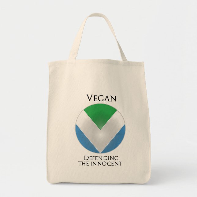 Bolsa Tote BANDEIRA OFICIAL DO VEGAN: Protetor do defensor (Frente)