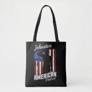Bolsa Tote Bandeira Personalizada do Patriot Soldier EUA
