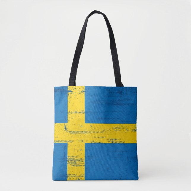 Bolsa Tote Bandeira sueco do Grunge (Frente)