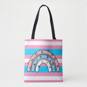 Bolsa Tote Bandeira Transgênero LGBTQIA+ Rosa, Azul e Branc