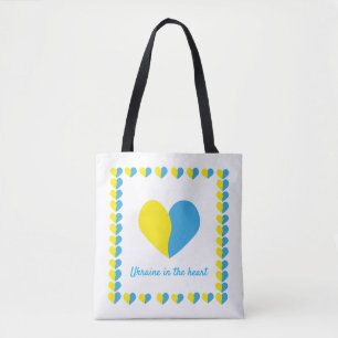 Bolsa Tote Bandeira ucraniana no coração simples design