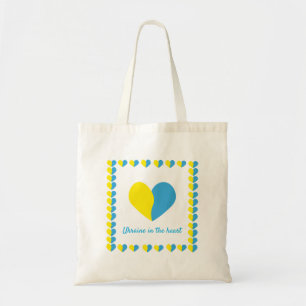 Bolsa Tote Bandeira ucraniana no coração simples design