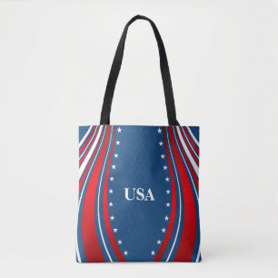 Bolsa Tote Bandeira Vermelha Branca Americana