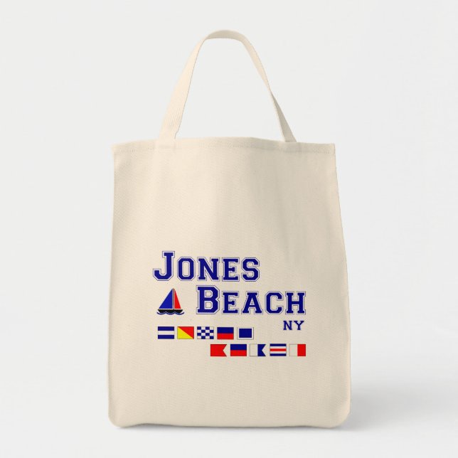 Bolsa Tote Bandeiras de sinal da praia NY de Jones (Frente)