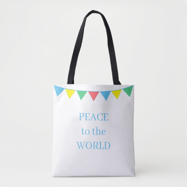 Bolsa Tote Bandeiras Multicoloridas em Branco (Frente)