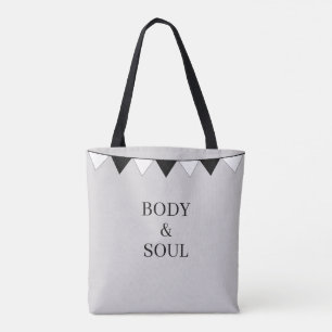 Bolsa Tote Bandeiras Pretas e Brancas em Fundo Prateado