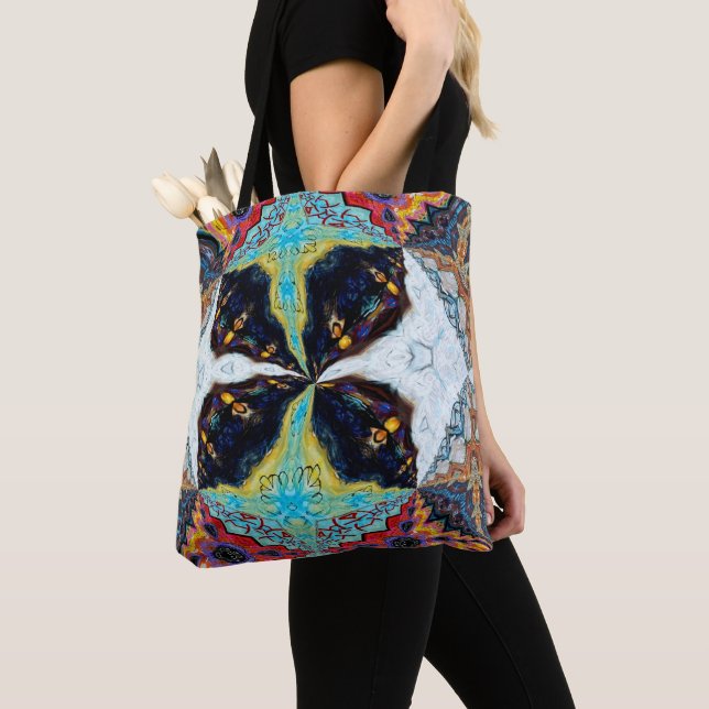 Bolsa Tote Bandeja abstrato Black Flower (Close Up)