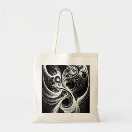 Bolsa Tote Bandeja abstrato Black White Swirl