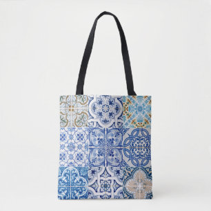 Bolsa Tote Bandeja de Azulejos Azuis