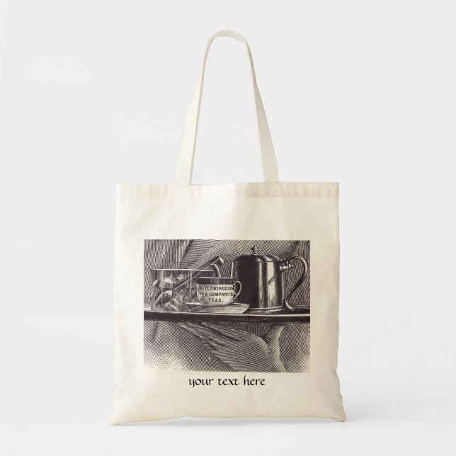 Bolsa Tote Bandeja de chá de vinheta (Frente)