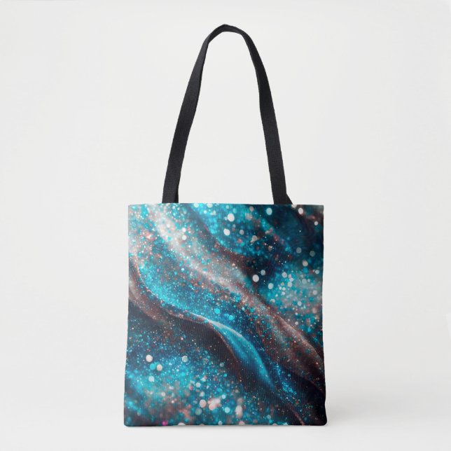 Bolsa Tote Bandeja de Compras de Abstrato de Espumação Azul (Frente)