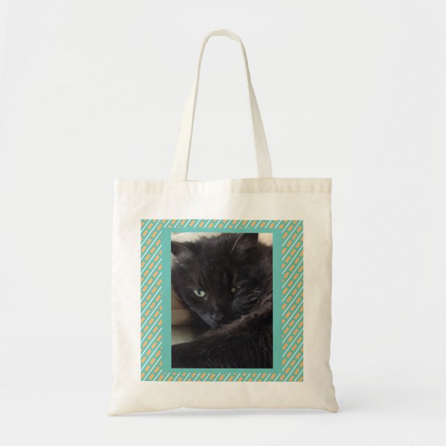 Bolsa Tote Bandeja de Design Geométrica de Gato Negro (Frente)